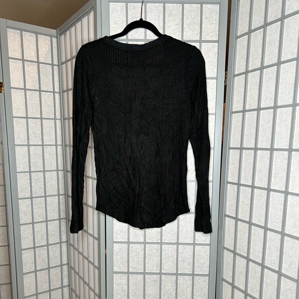 Anthropologie Postmark Black Long Sleeve Button-Up Top - Picture 5 of 5